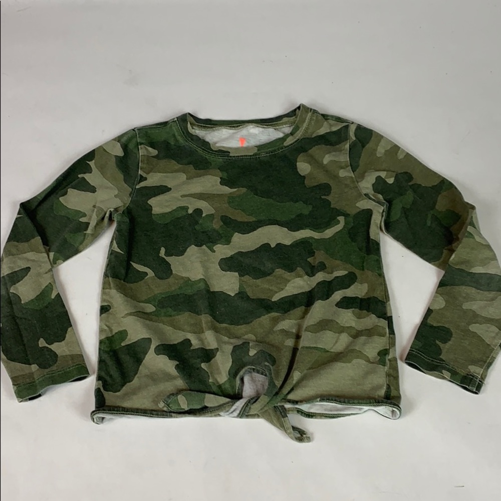 J. Crew Crewcuts 4-5T Green Camo Tie Front Shirt